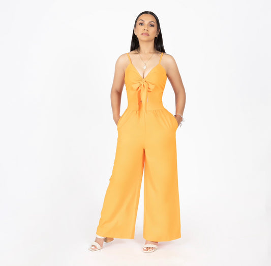 Solid Bownot Jumpsuit